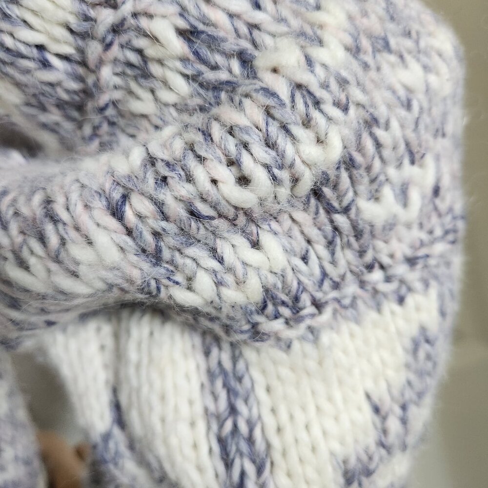 Fair Isle Chunky Knitted Sweater Cream Purple Violet Size Small Wool Blend - Picture 8 of 13